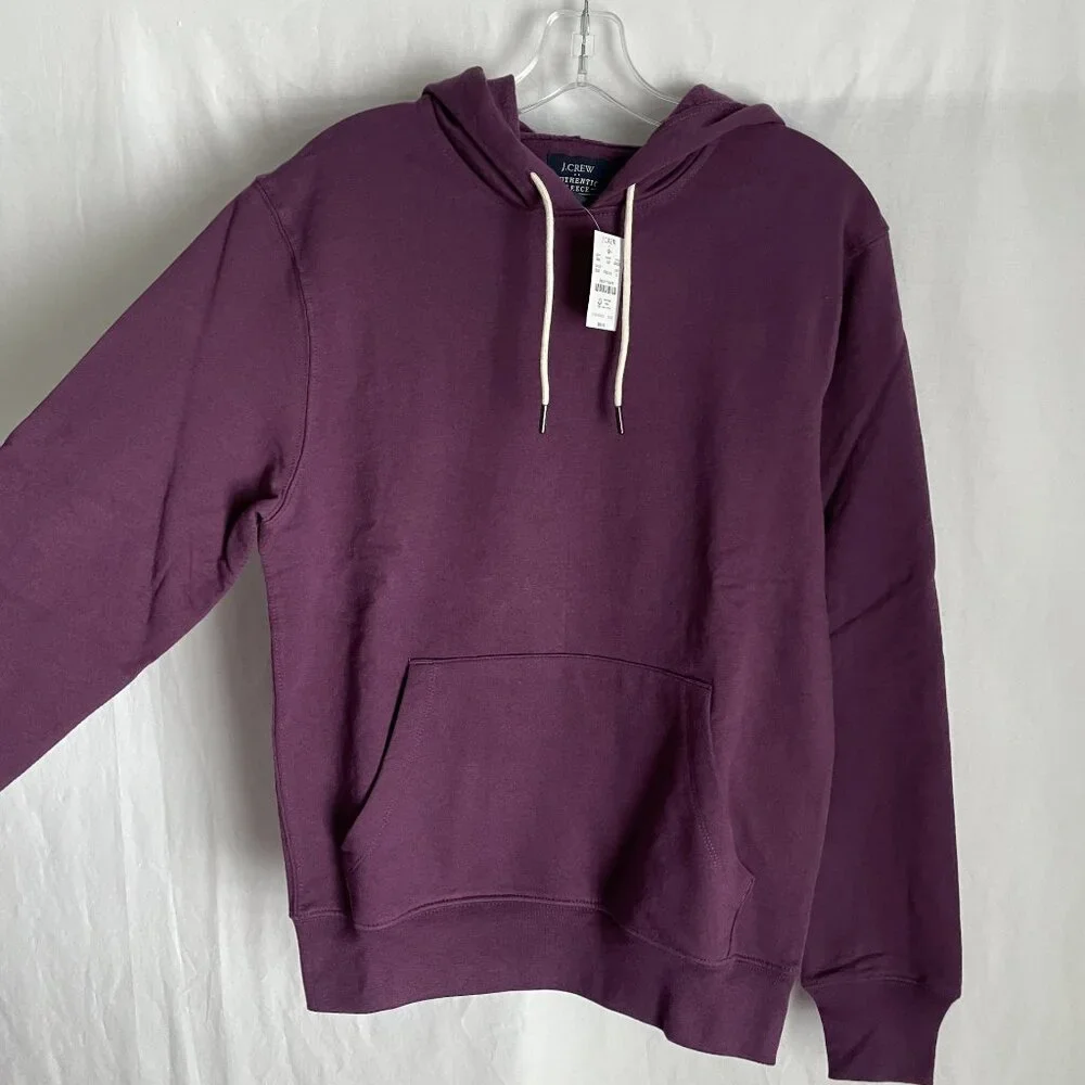 NWT J. Crew Mens Giza Fleece Hoodie Size S Purple Unisex